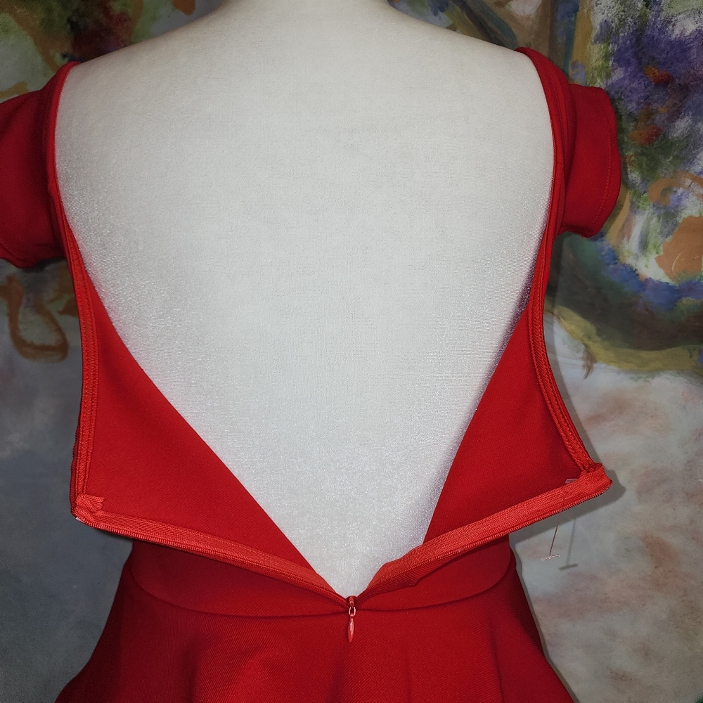 NWOT Red MAXI Dress with Peplum Style Skirt - Picture 7 of 14